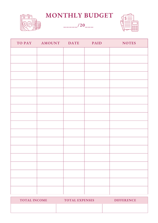 Monthly budget