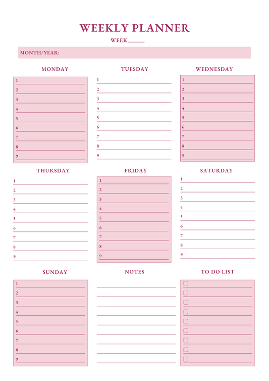 Weekly planner
